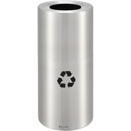 Global Industrial Round Standard Recycling Can, Silver, Aluminum 240716R